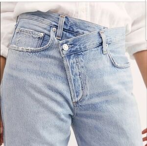 NWOT AGOLDE jeans Criss Crossed With Button Fly
